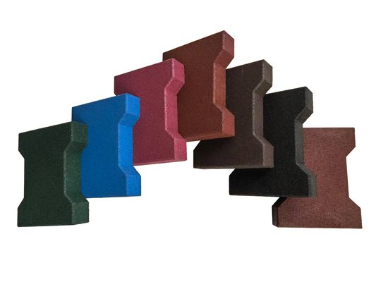 Dog hình H hình dạng 200 * 160 * 120mm Interlocking cao su Pavers 20-50mm chống trượt cho sân chơi