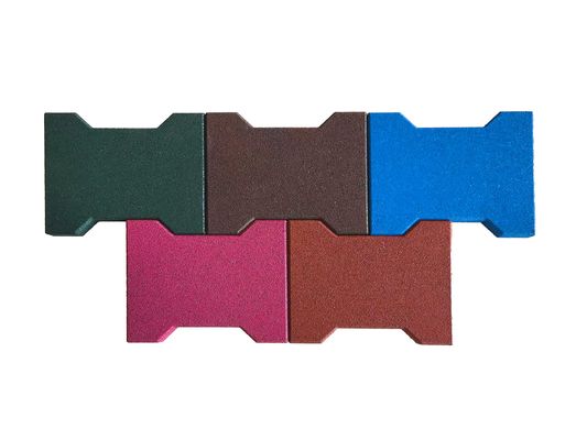 Chạy đua ngựa Brick Dog Shape H Shape 200 * 160 * 120mm Interlocking Rubber Pavers 20-50mm chống trượt cho sân chơi